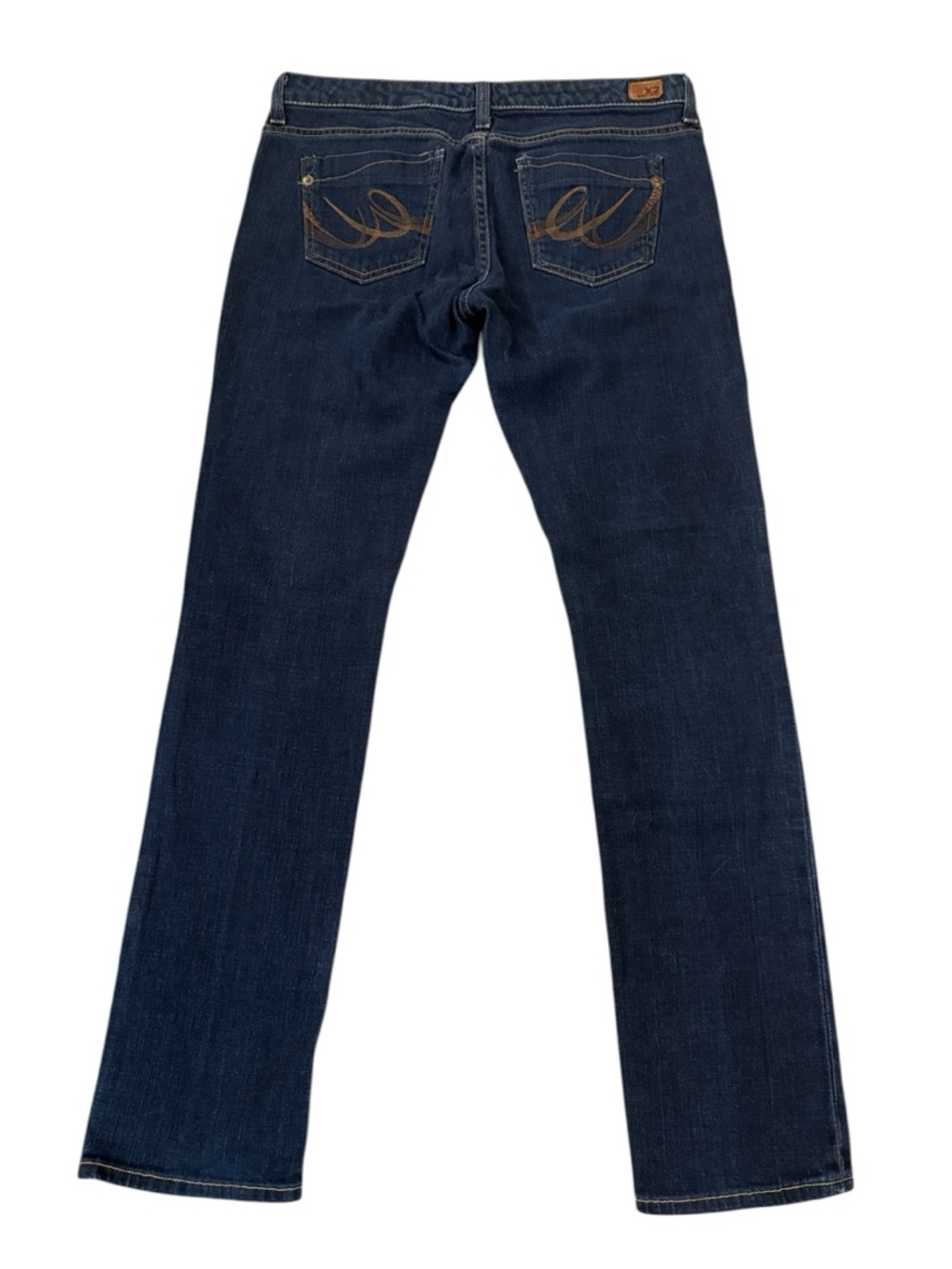 X2 Y2K Low Rise Skinny Jeans Womens 10 Long 33x32 Dark Wash Embroidered Pockets